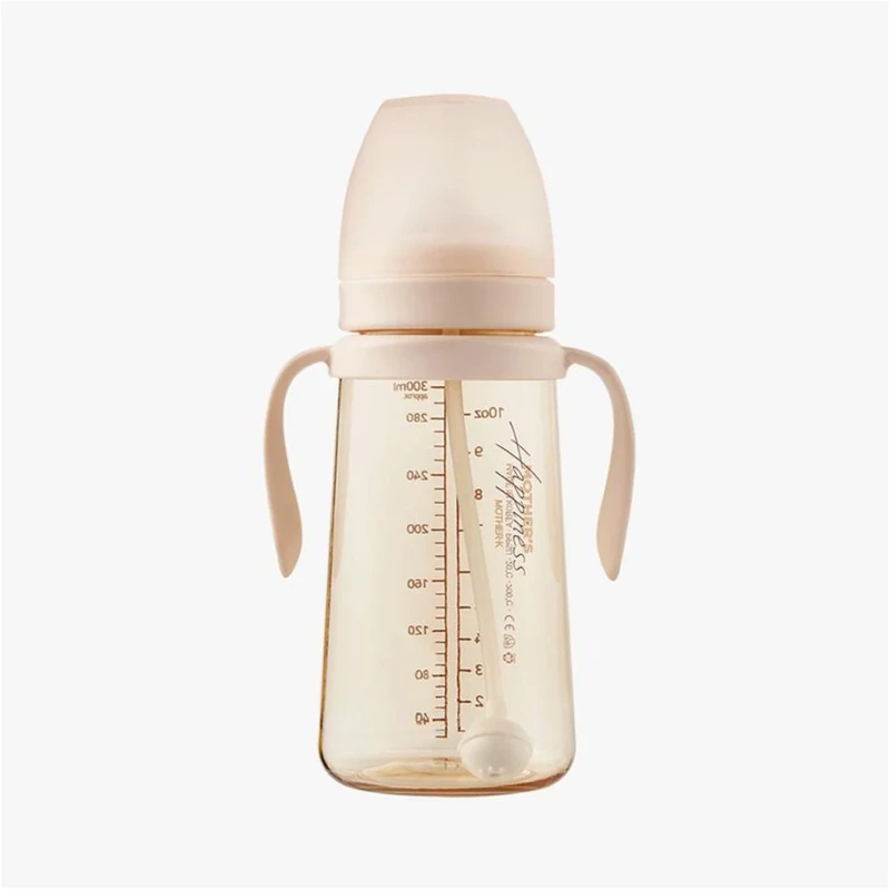Mother-K PPSU Weighted Straw Bottle (Cream) 300ml - Image 2