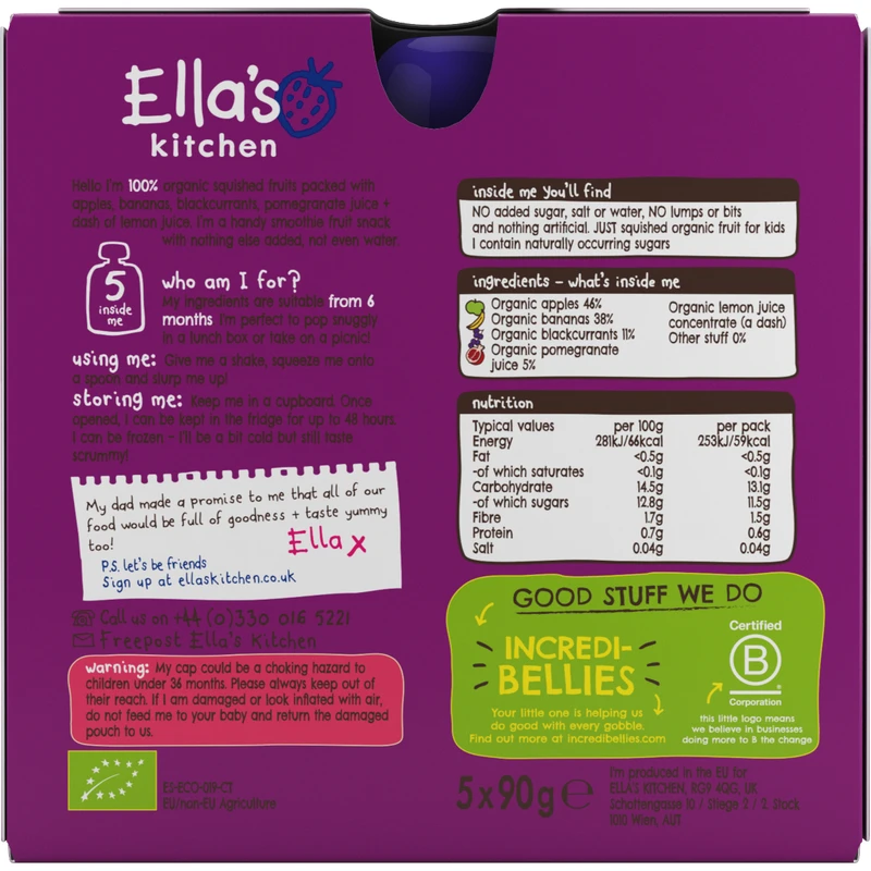 Ella's Kitchen The Purple One Smoothie 90g X 5 Packs - Image 2