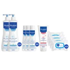 Mustela Gentle Cleansing Gel Set (Genlte Cleansing Gel+Soothing Moisturising Lotion+Cleansing Wipes)